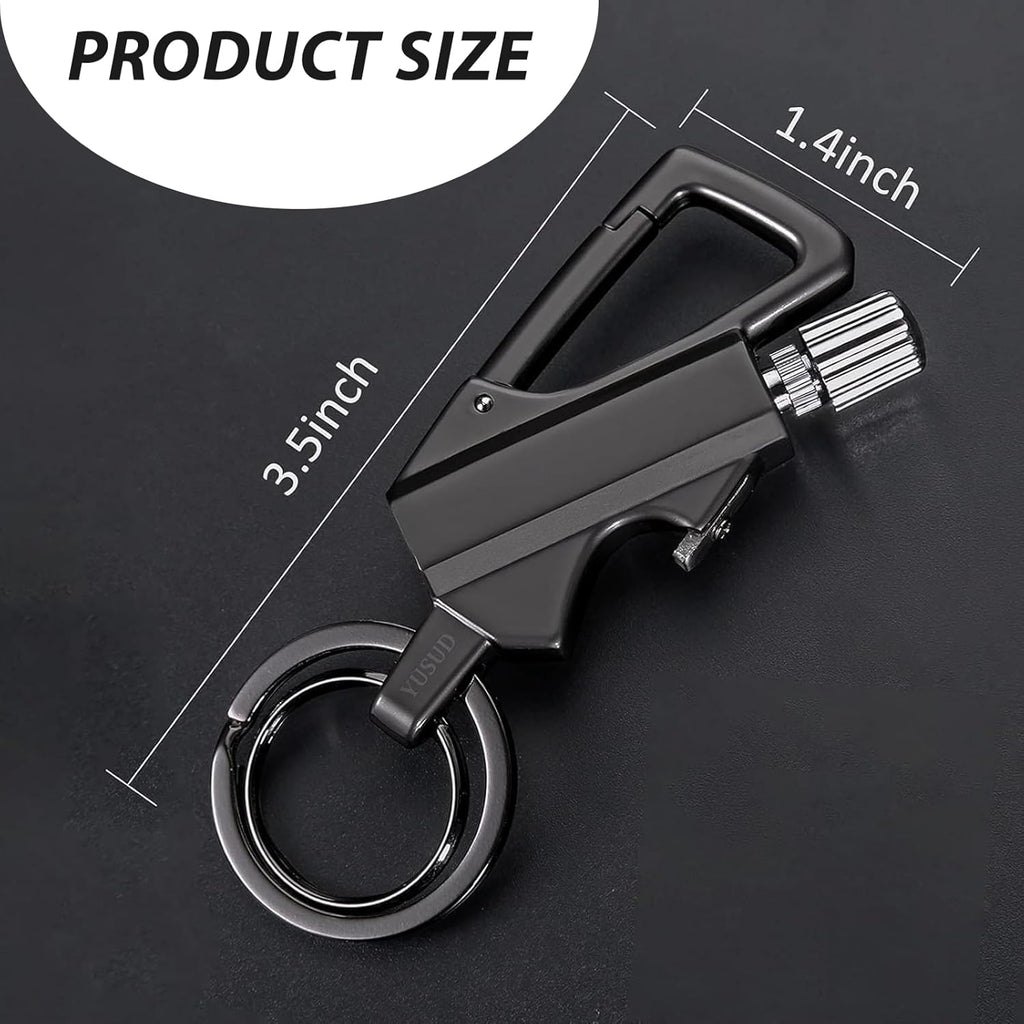 3 in 1  with Multitool Keychain and Bottle Opener, Reusable Waterproof Match Strike Anywhere, Forever Flint Fire Starter for Outdoor Survival (Black)