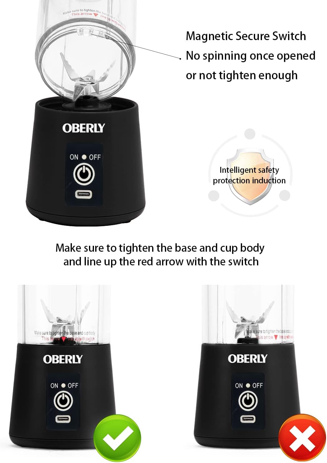 Portable Blender for Shakes and Smoothies,  16Oz Cordless Personal Travel Small Blender for Protein with USB Rechargeable Battery, Stainless Steel Blades, Mini Travel Bottle, on the Go