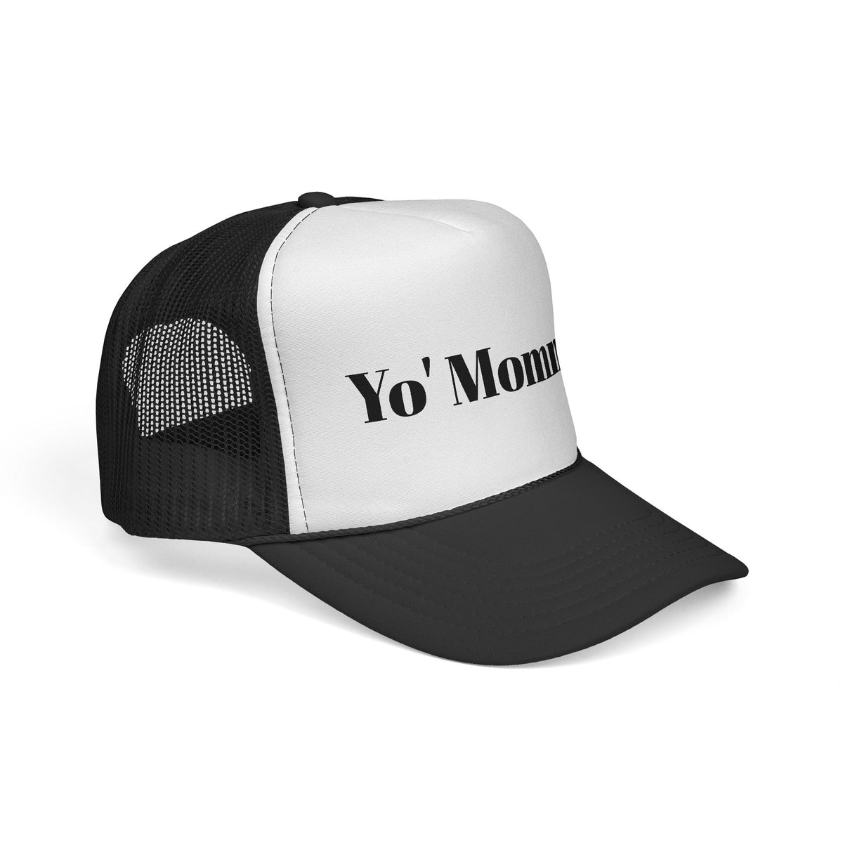 Yo' Momma Trucker Hat - Funny Retro Text Mesh Cap for Casual Wear