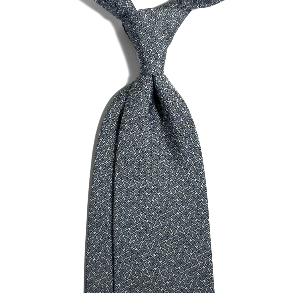 Gray Italian Panama Weave Silk Tie