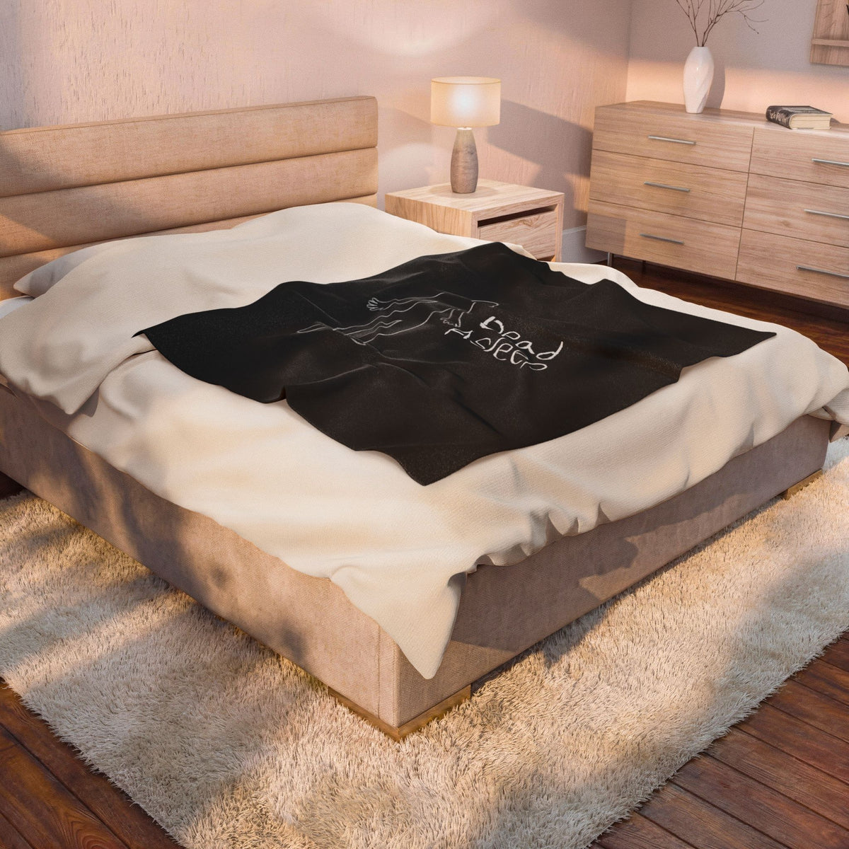 Velveteen 'Dead Asleep' Plush Blanket — Gothic Minimalist Cozy Throw