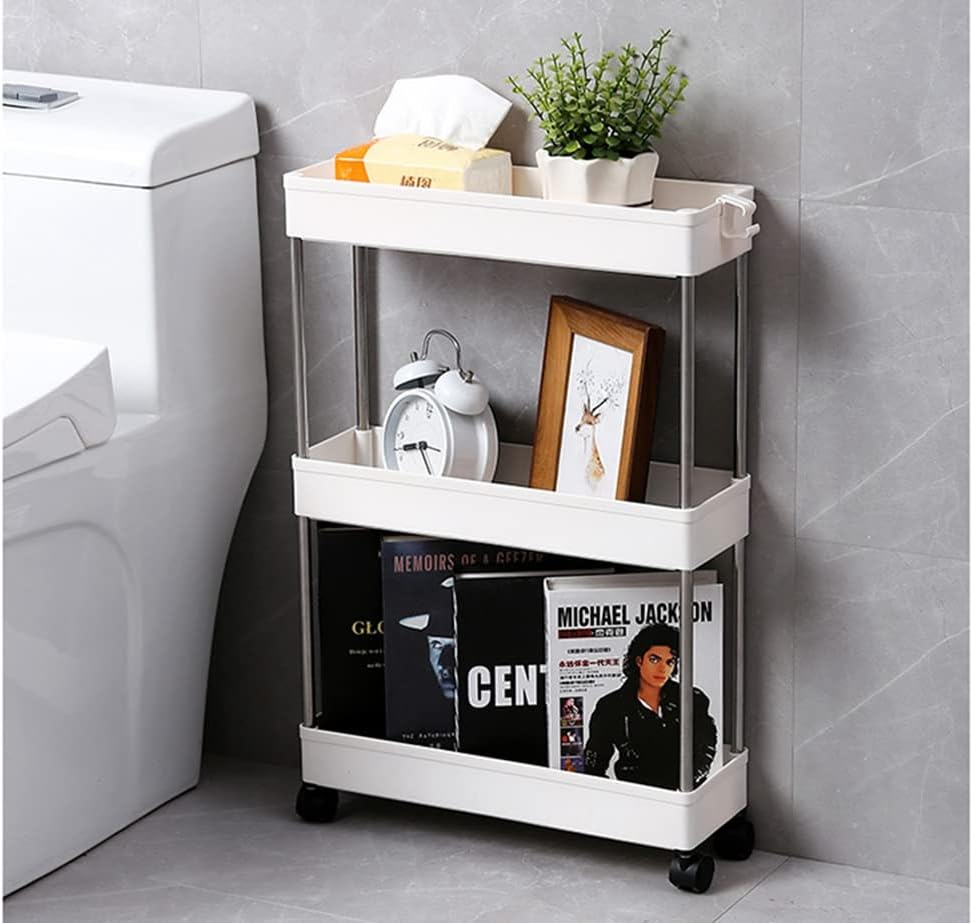3-Tier Slim Storage Cart Organizer Trolley with Wheels for Kitchen