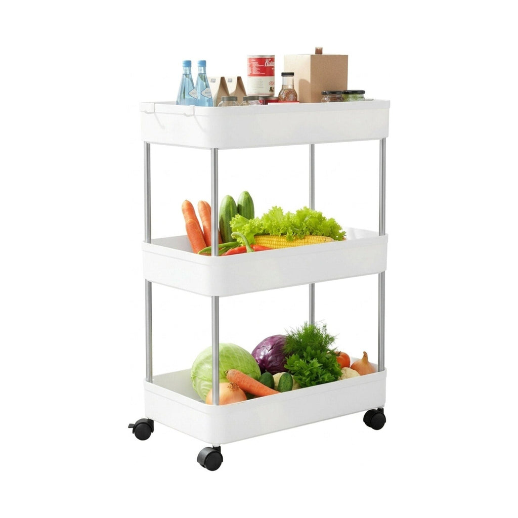 3-Tier Slim Storage Cart Organizer Trolley with Wheels for Kitchen