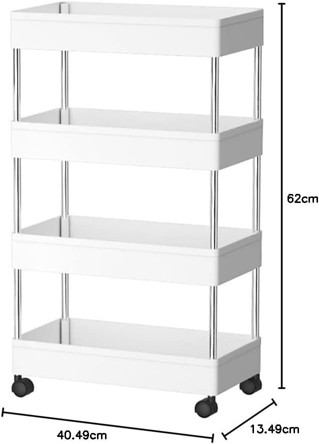 4-Tier Slim Storage Cart Organizer Trolley with Wheels for Kitchen