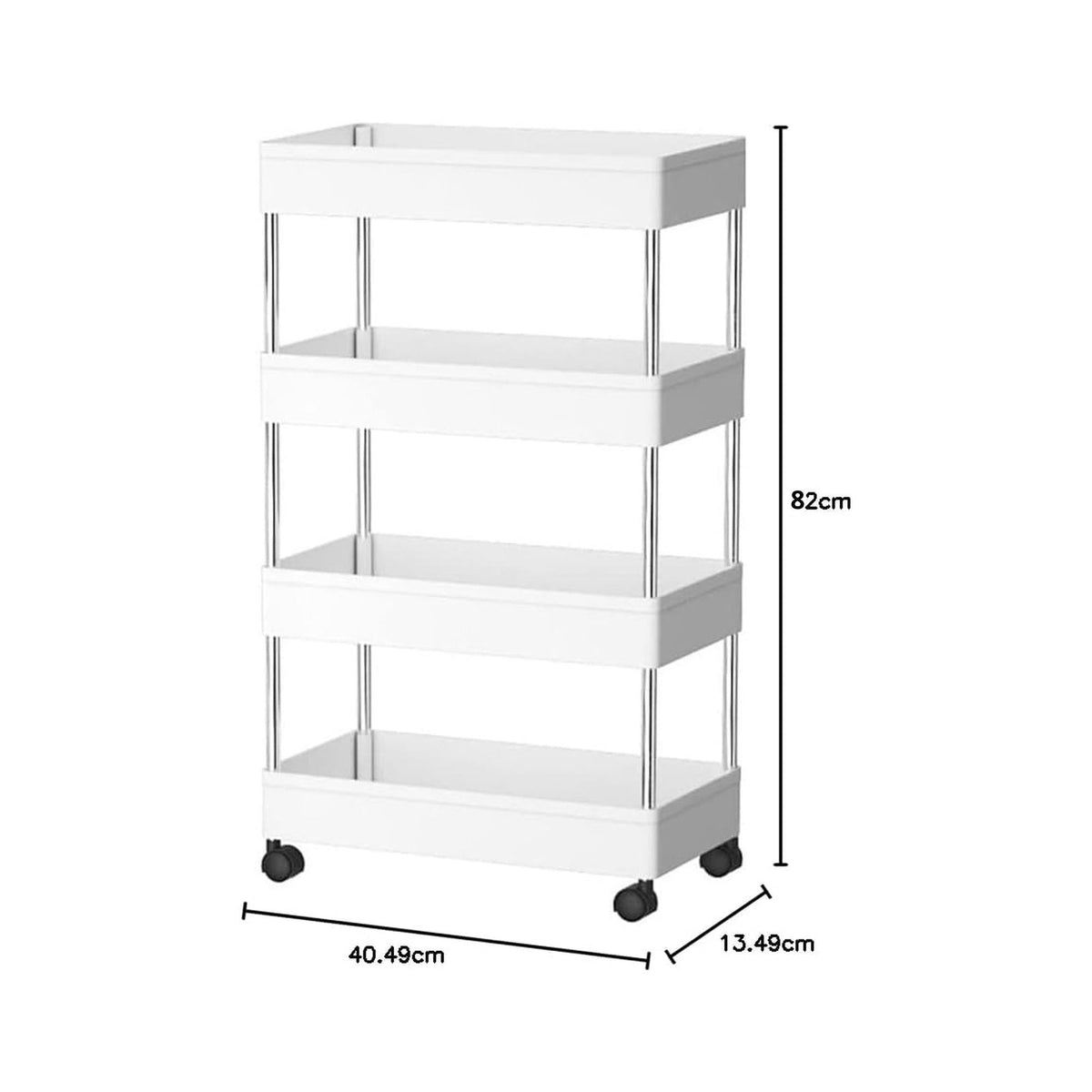4-Tier Slim Storage Cart Organizer Trolley with Wheels for Kitchen