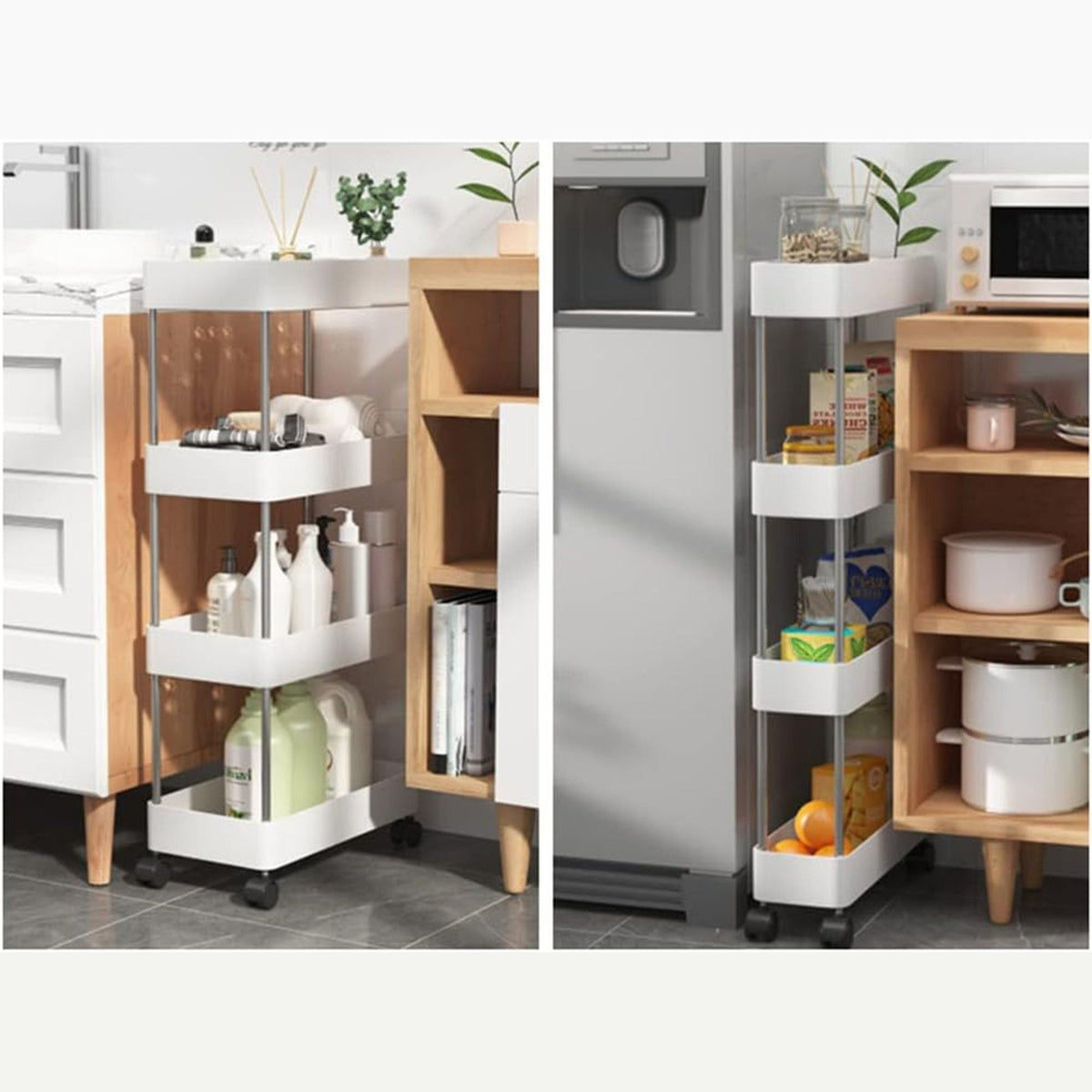 4-Tier Slim Storage Cart Organizer Trolley with Wheels for Kitchen