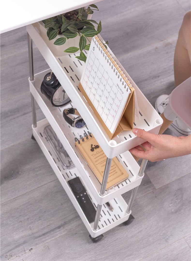 4-Tier Slim Storage Cart Organizer Trolley with Wheels for Kitchen
