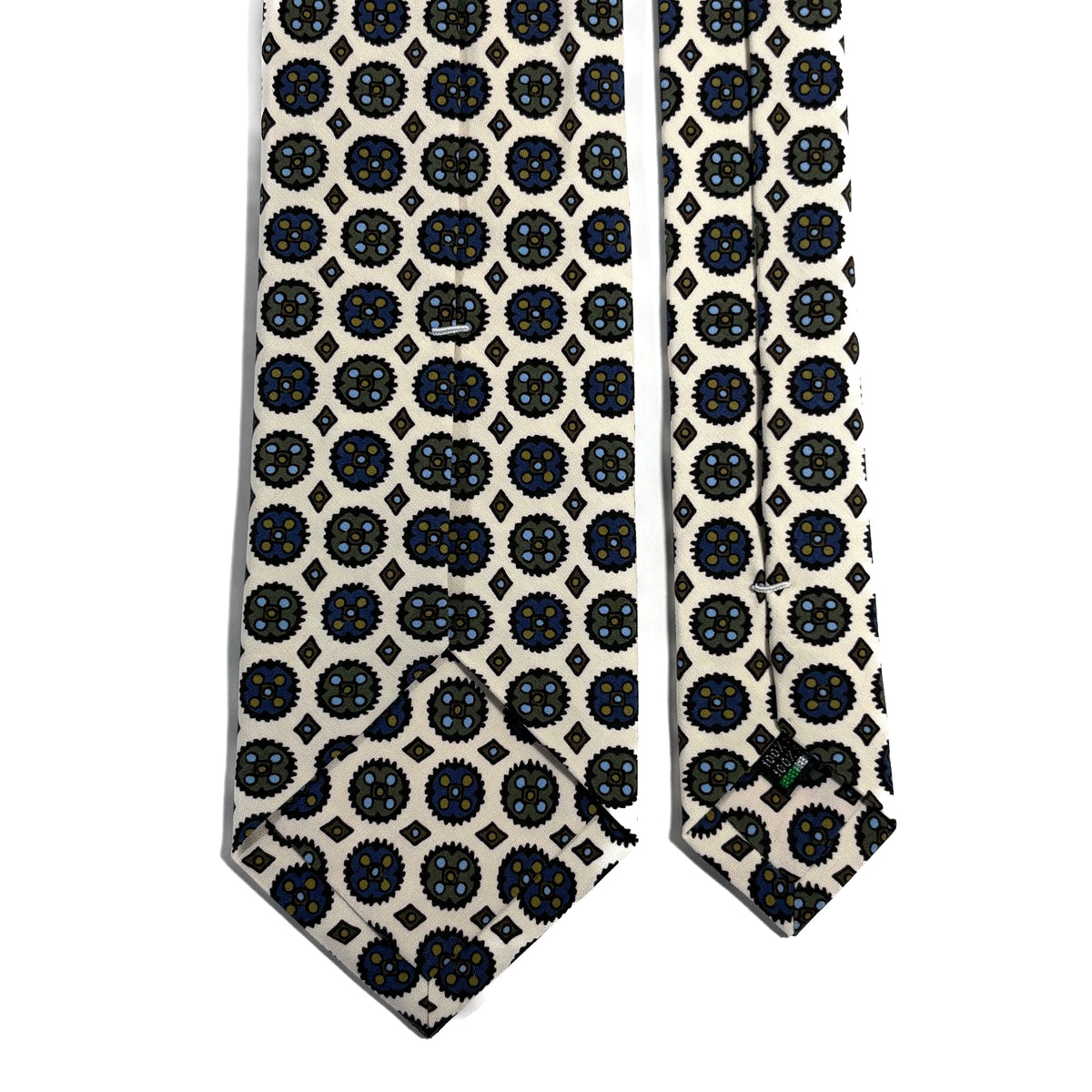 White Floral Medallion Ancient Madder Silk Tie