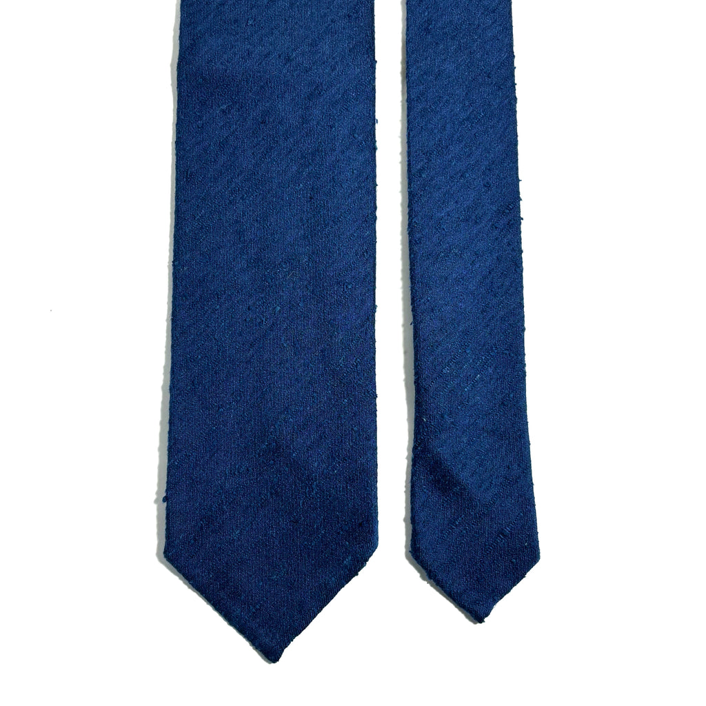Untipped Blue Silk Shantung Tie