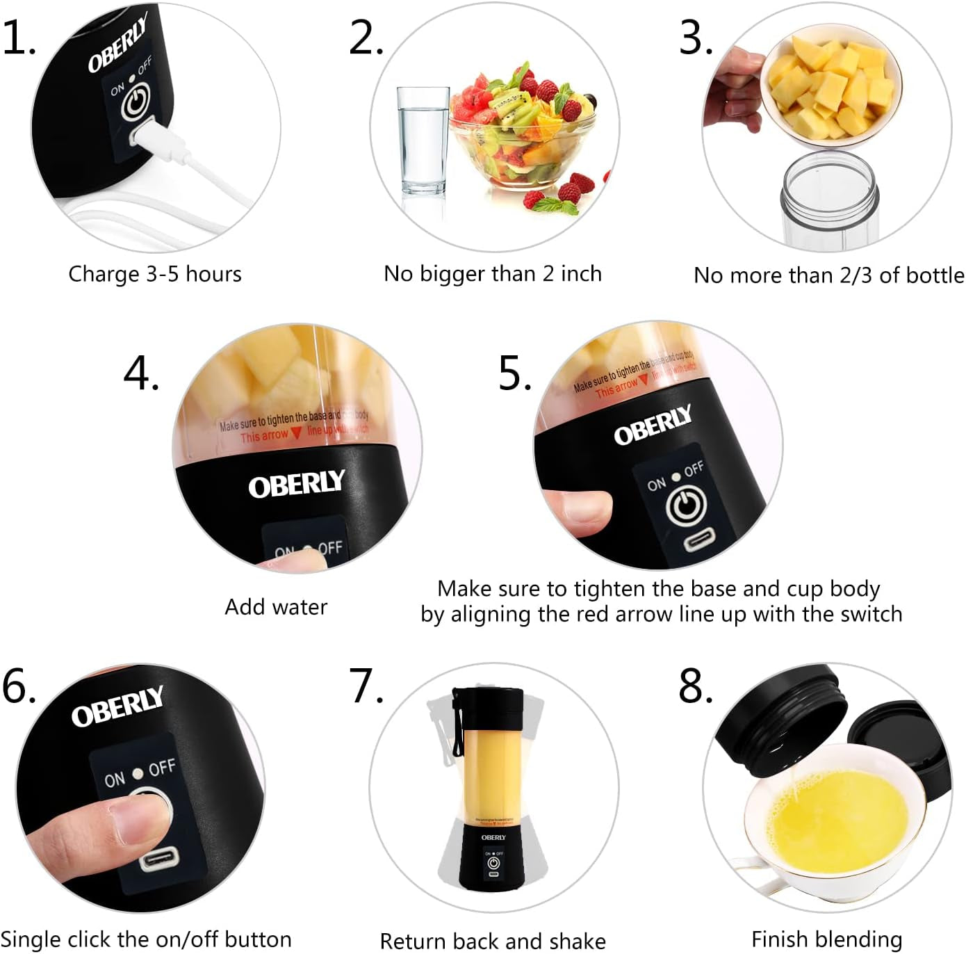 Portable Blender for Shakes and Smoothies,  16Oz Cordless Personal Travel Small Blender for Protein with USB Rechargeable Battery, Stainless Steel Blades, Mini Travel Bottle, on the Go