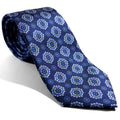 Navy Blue Geometric Silk Tie (Handmade in Italy)