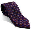 Hand-Printed Navy Blue & Burgundy Geometric Ancient Madder Silk Tie