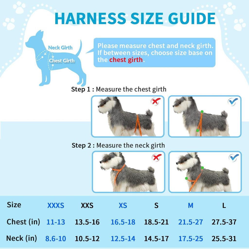 Dog Car Harness Seat Belt, Adjustable Mesh Breathable Vest with Elastic Bungee Tether, Soft Padded 2-In-1 Safety Car Harness Seatbelt for Small Medium Large Dogs (Blue,M)
