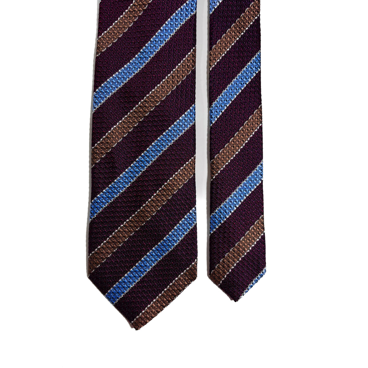 Burgundy Striped Silk Grenadine Tie (English Weave)
