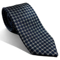 Navy Blue & Silver Geometric Silk Jacquard Tie