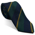 Navy Blue & Green Striped Silk Grenadine Tie (Garza Grossa)