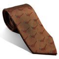 Brown Pheasant Motif Silk Jacquard Tie