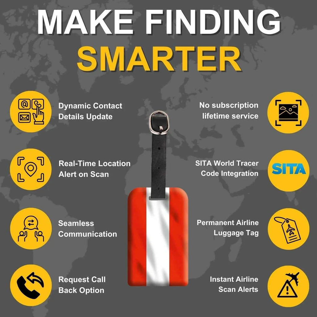 Smart Bag Security Tag - Austria Flag [Pack 2]