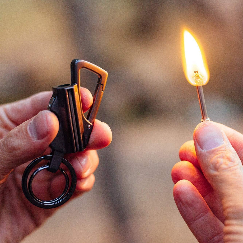 3 in 1  with Multitool Keychain and Bottle Opener, Reusable Waterproof Match Strike Anywhere, Forever Flint Fire Starter for Outdoor Survival (Black)