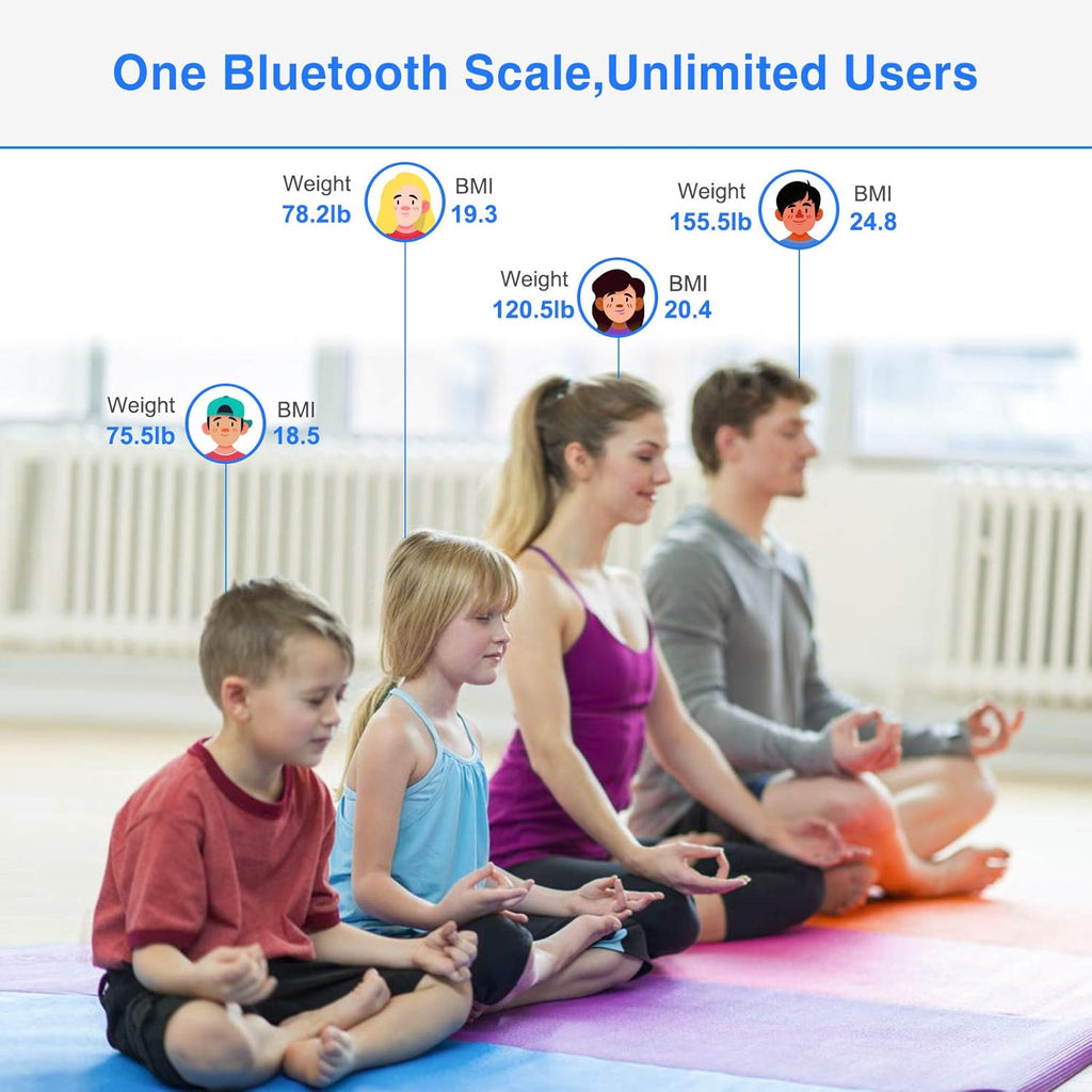 ZOETOUCH Bluetooth BMI Weighing Scale, Body Weight Scale, Smart Digital Bathroom Scales, 400 Lbs, Body Tape Measure and Batteries Included