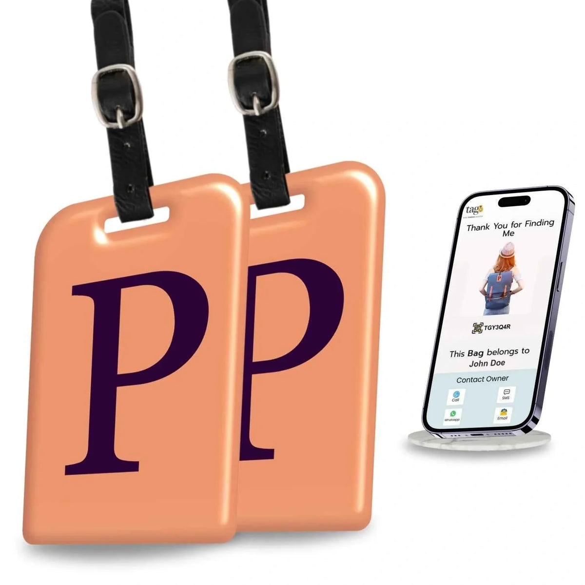 Initials Bag tag P  [pack 2]