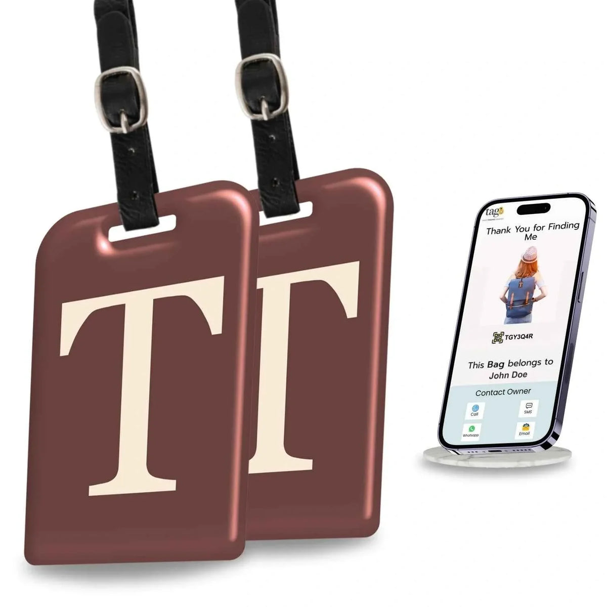 Initials Bag tag T  [pack 2]