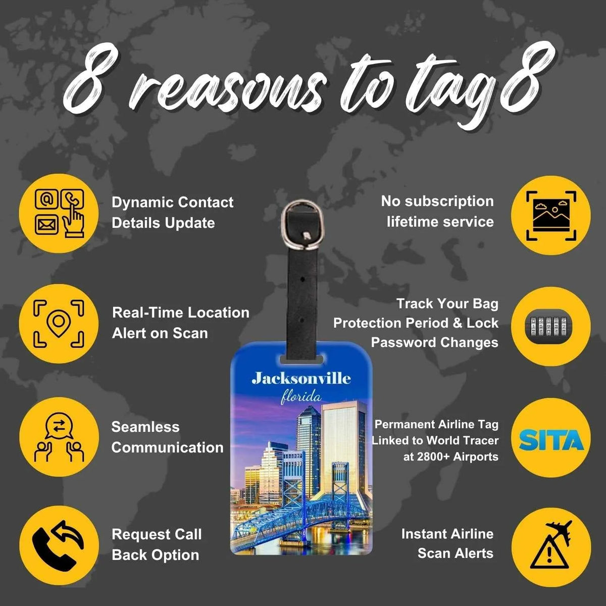Smart Bag Security Tag - Jacksonville FL [Pack 2]