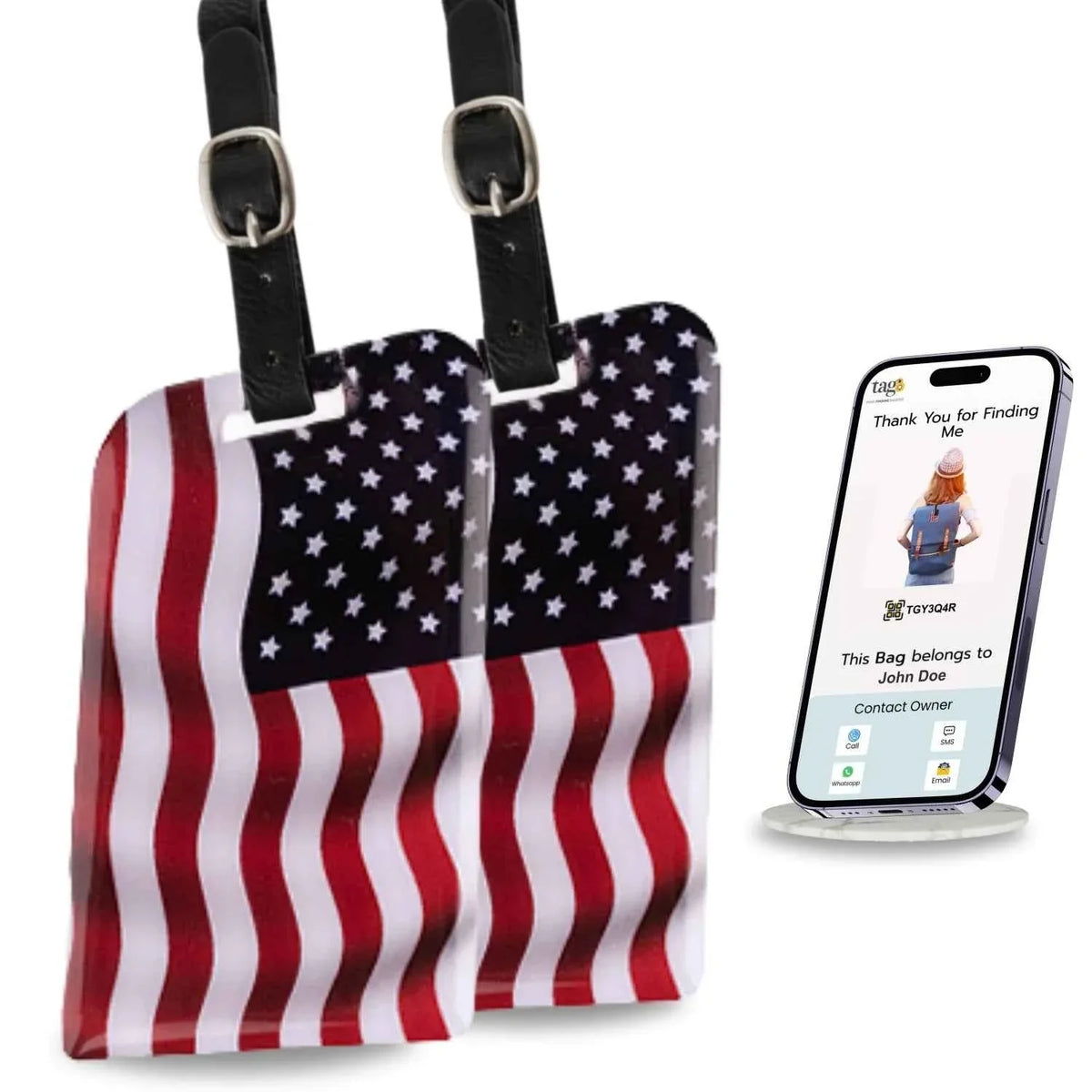 Smart Bag Security Tag - USA Flag [Pack 2]