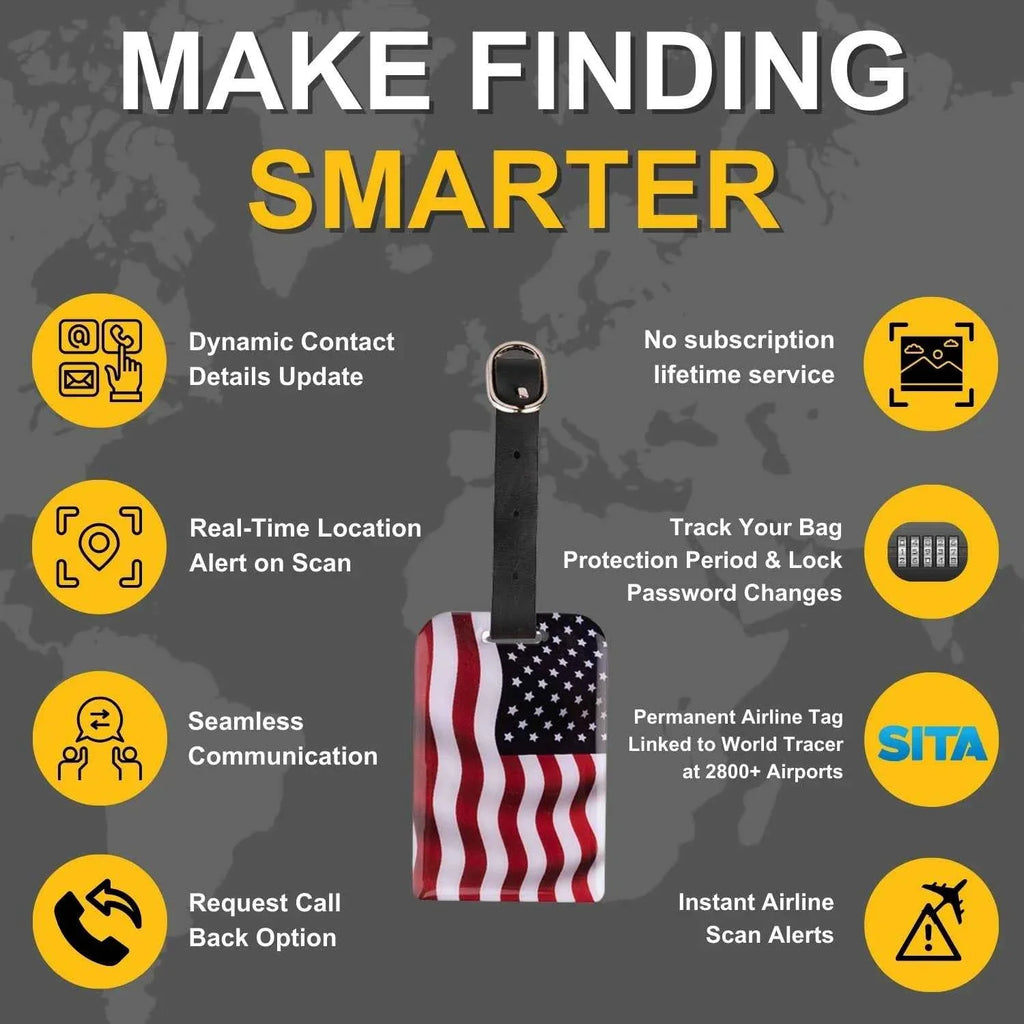Smart Bag Security Tag - USA Flag [Pack 2]