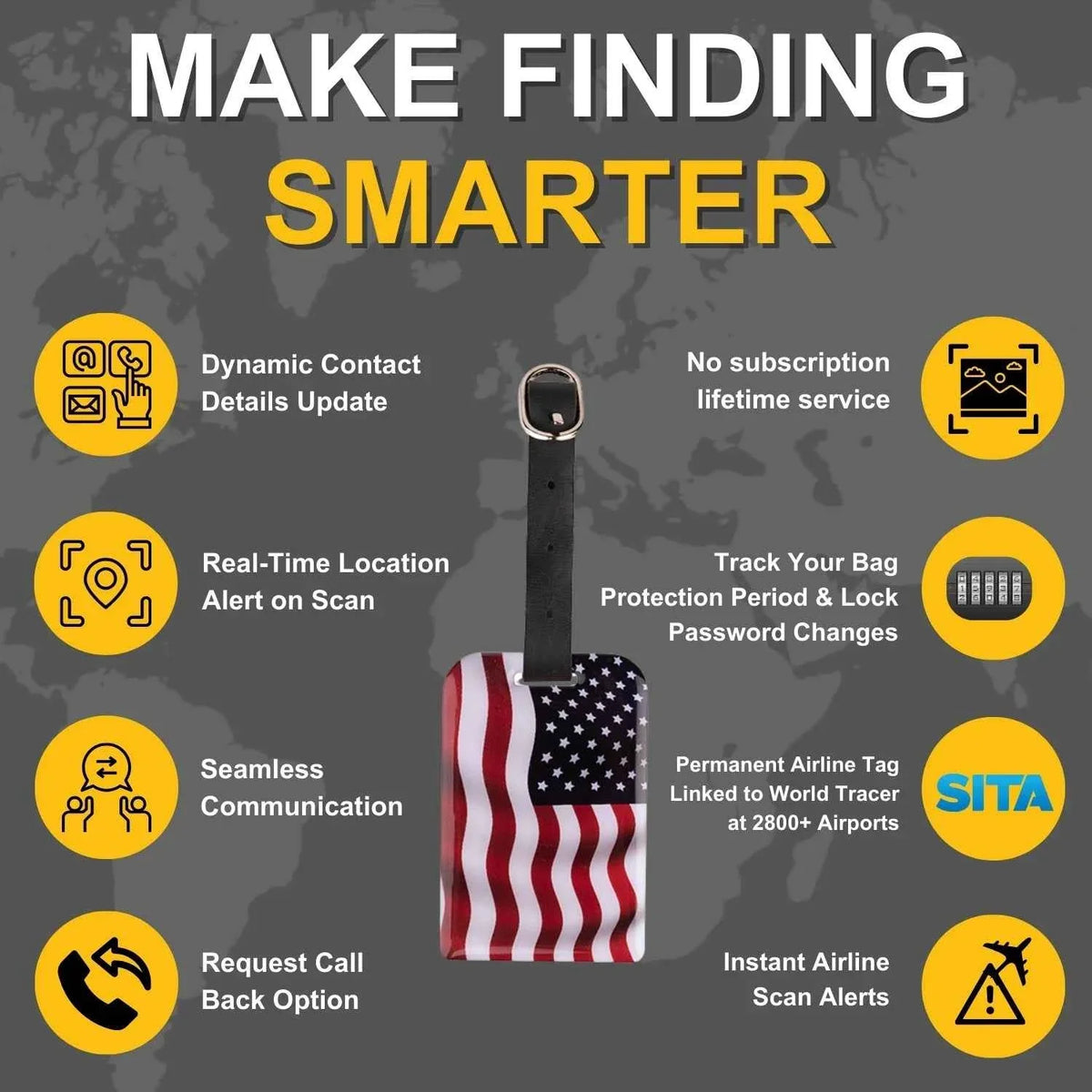 Smart Bag Security Tag - USA Flag [Pack 2]
