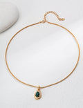Natural Tiger Eye Stone and Malachite Pendant Necklace